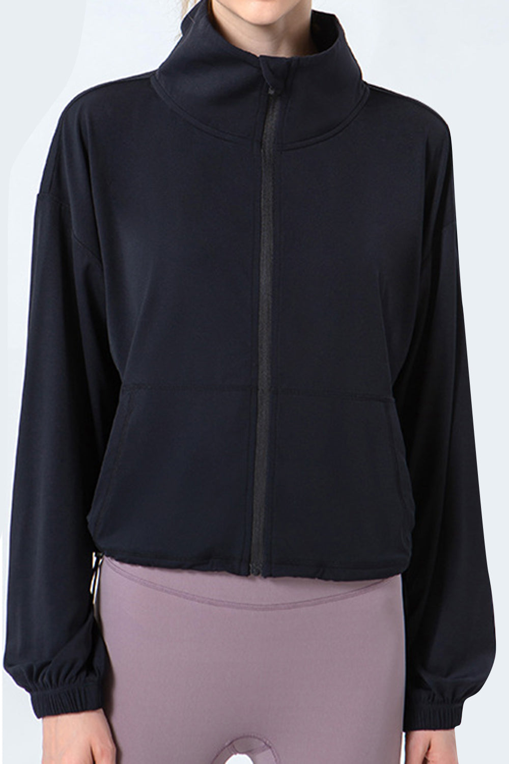 Honeybee Mumford's Drawstring Zip Up Dropped Shoulder Active Outerwear