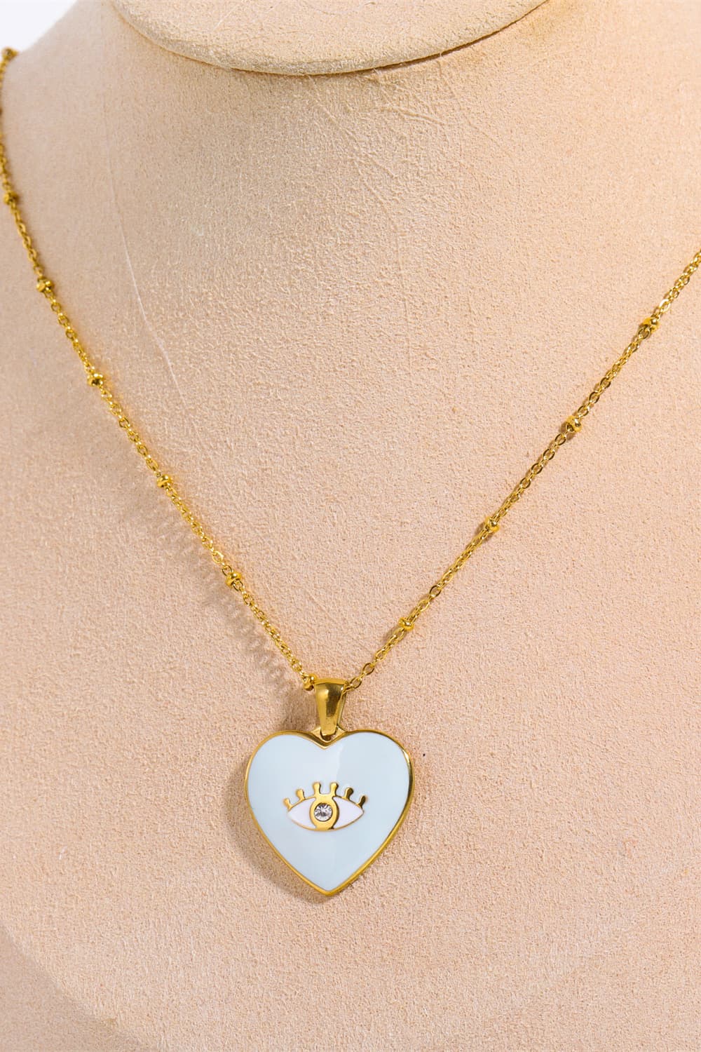 Honeybee Mumford's Heart & Evil Eye Shape 18K Gold Plated Pendant Necklace