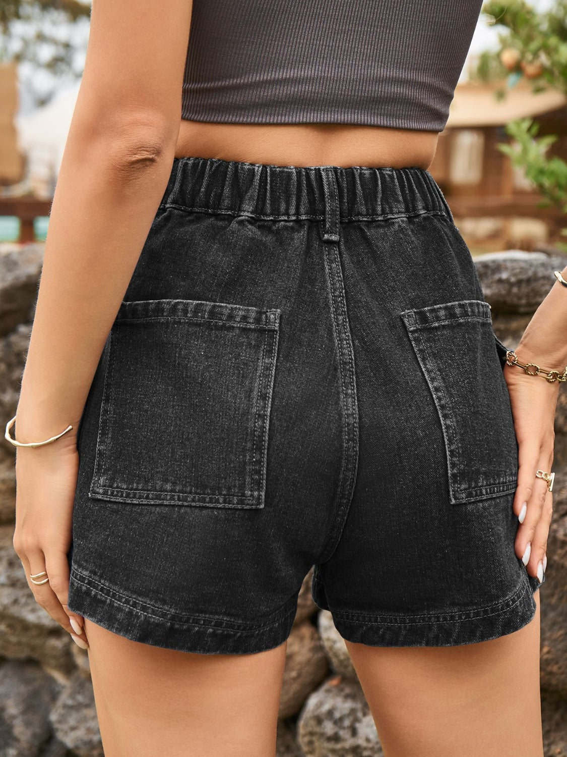 Honeybee Mumford's High Waist Denim Shorts with Pockets