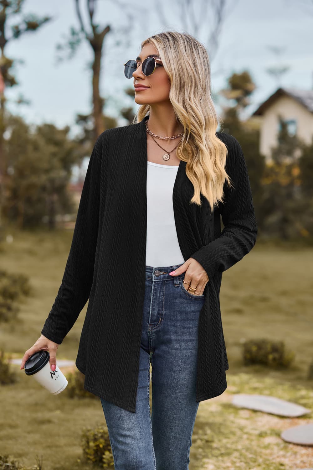 Honeybee Mumford's Open Front Long Sleeve Cardigan