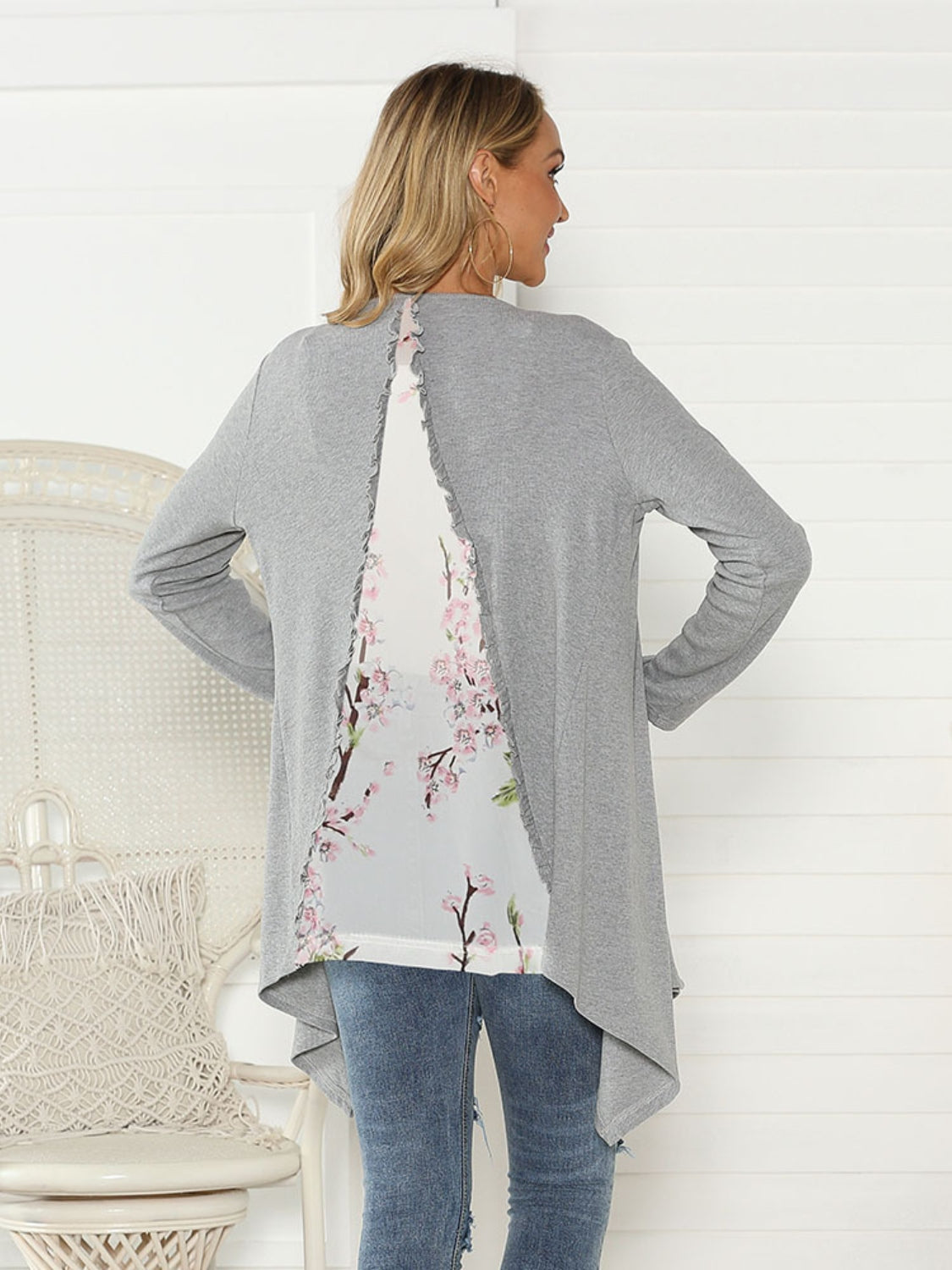 Honeybee Mumford's Floral Open Front Long Sleeve Cardigan