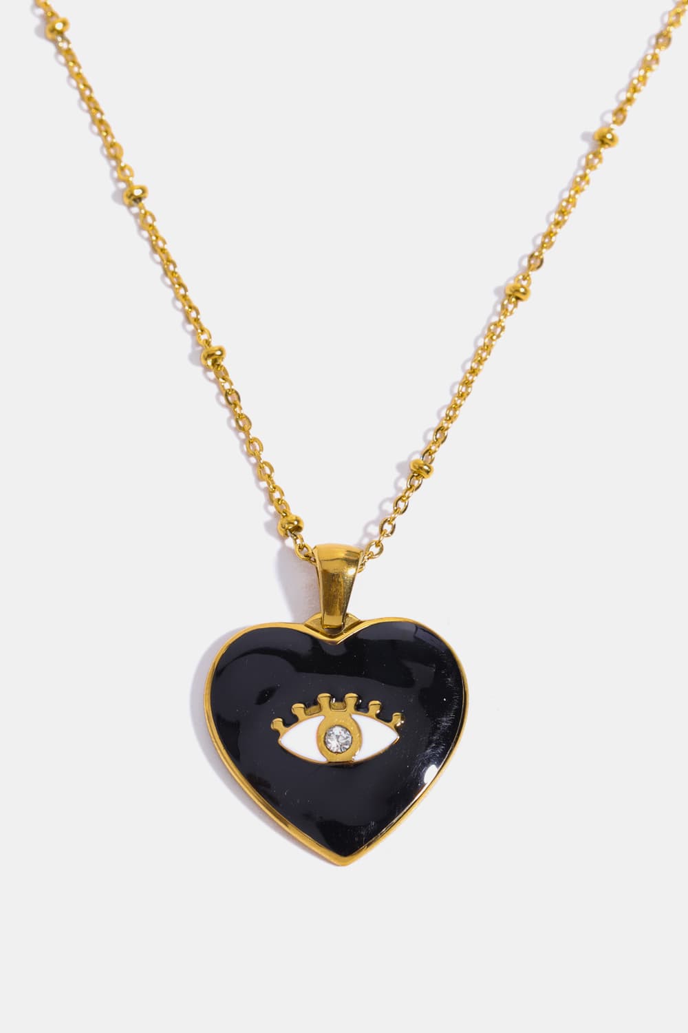 Honeybee Mumford's Heart & Evil Eye Shape 18K Gold Plated Pendant Necklace