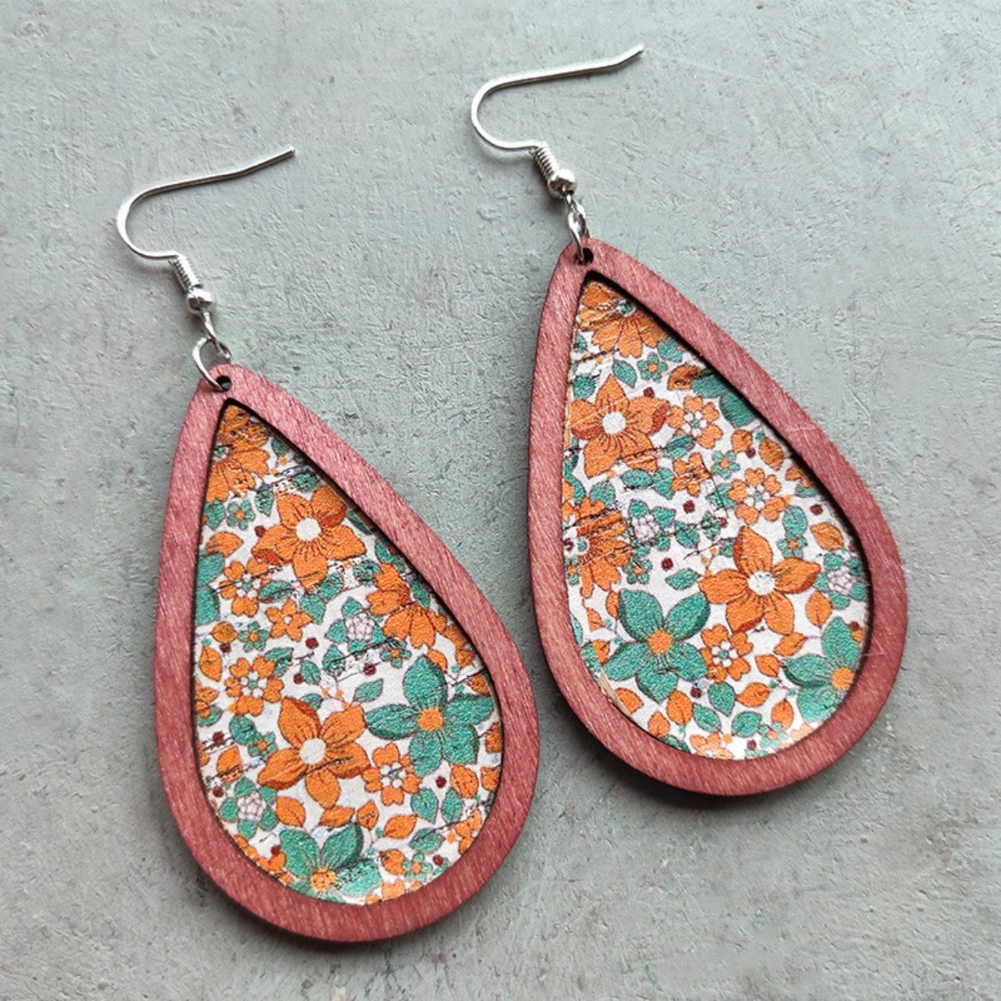 honeybee Mumford's Floral Wood Teardrop Earrings