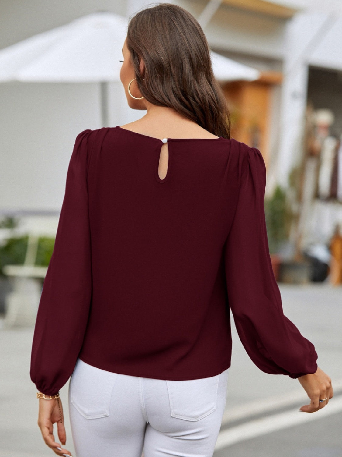 Honeybee Mumford's Round Neck Long Sleeve Blouse