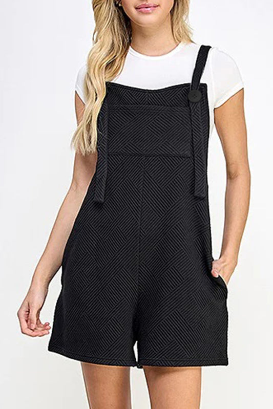 Honeybee Mumford's Black Adjustable Straps Textured Romper