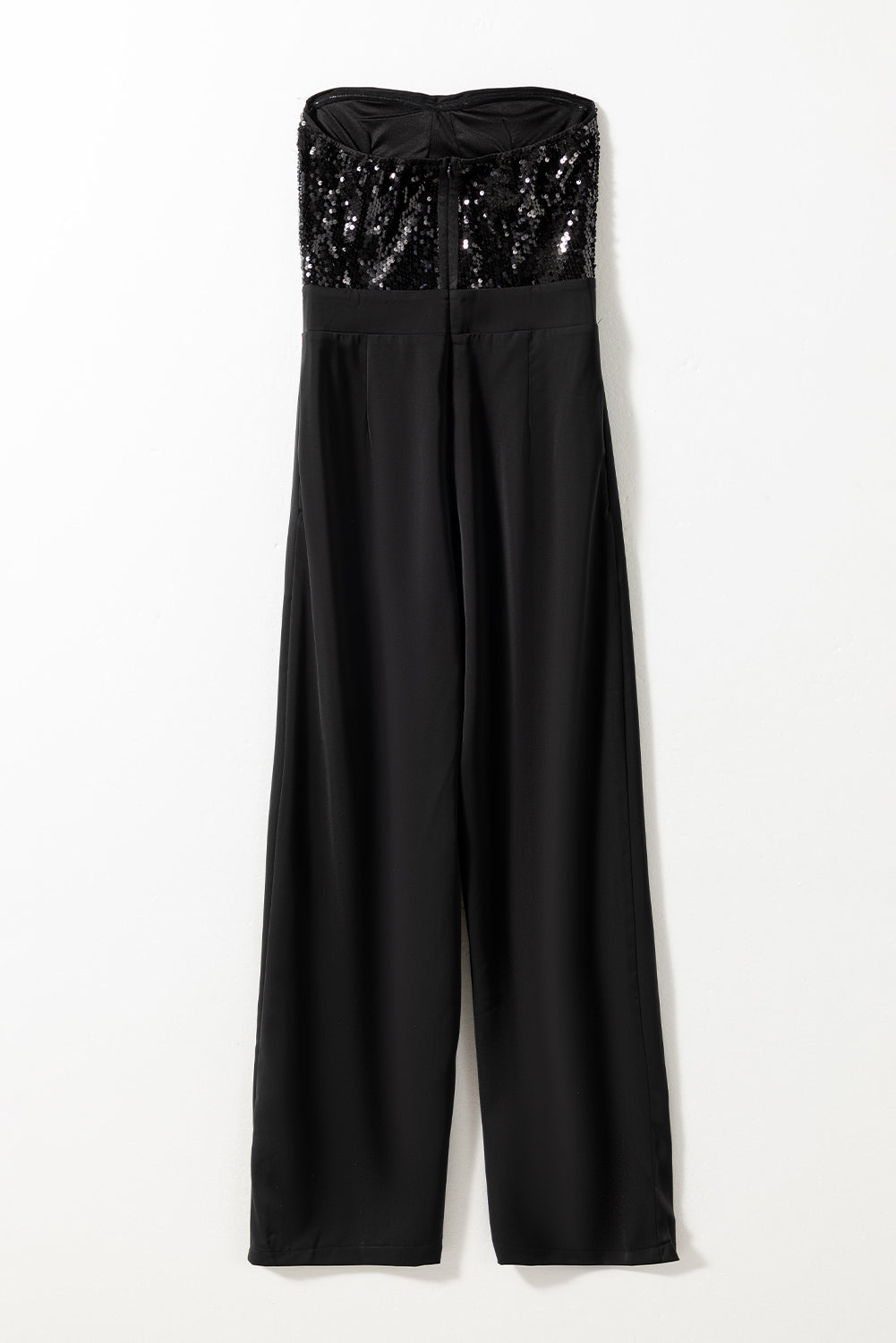 honeybee Mumford's Black Sequin Tube Top Wide Leg Jumpsuit