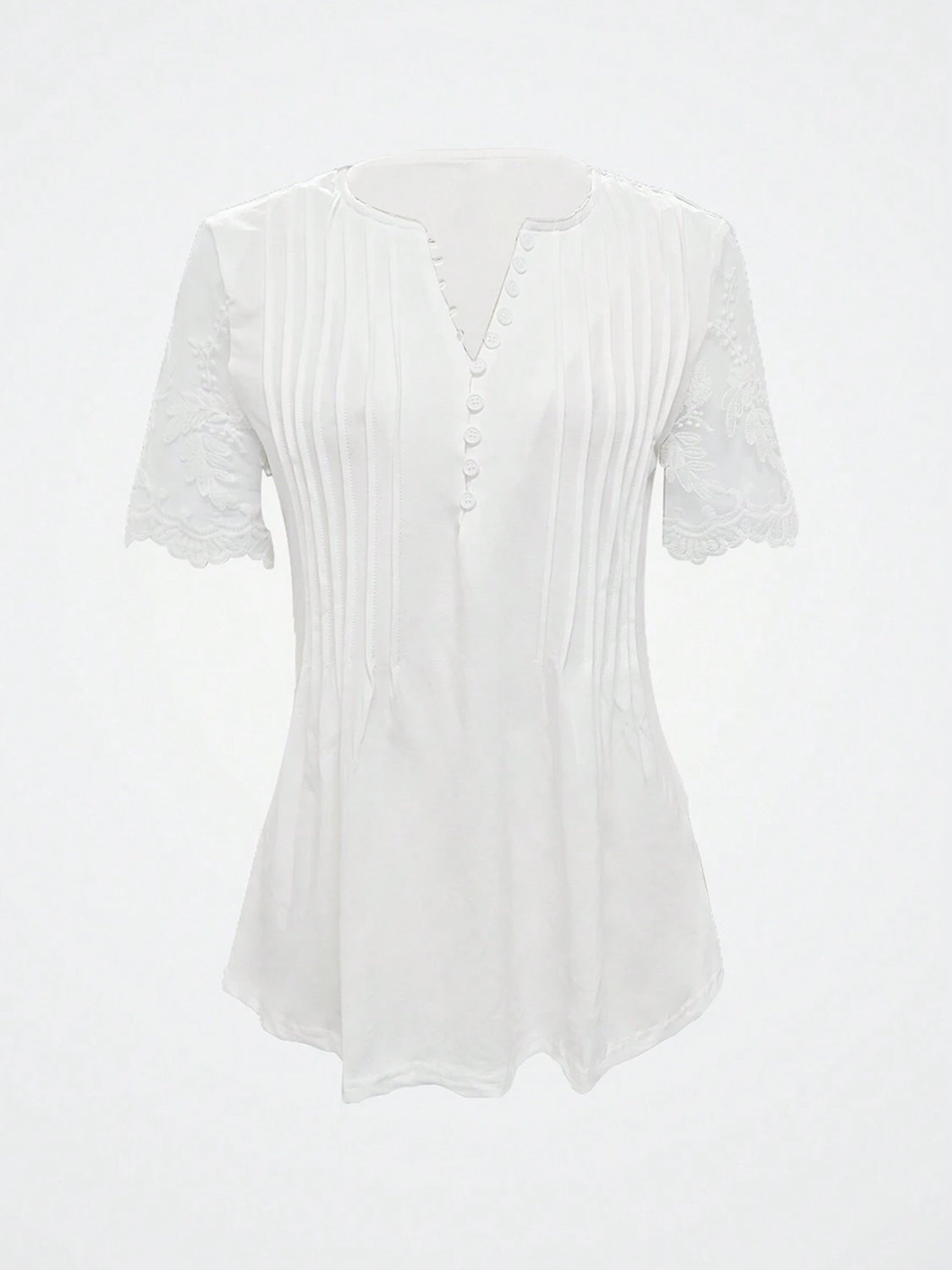 Honeybee Mumford's Notched Lace Short Sleeve Top