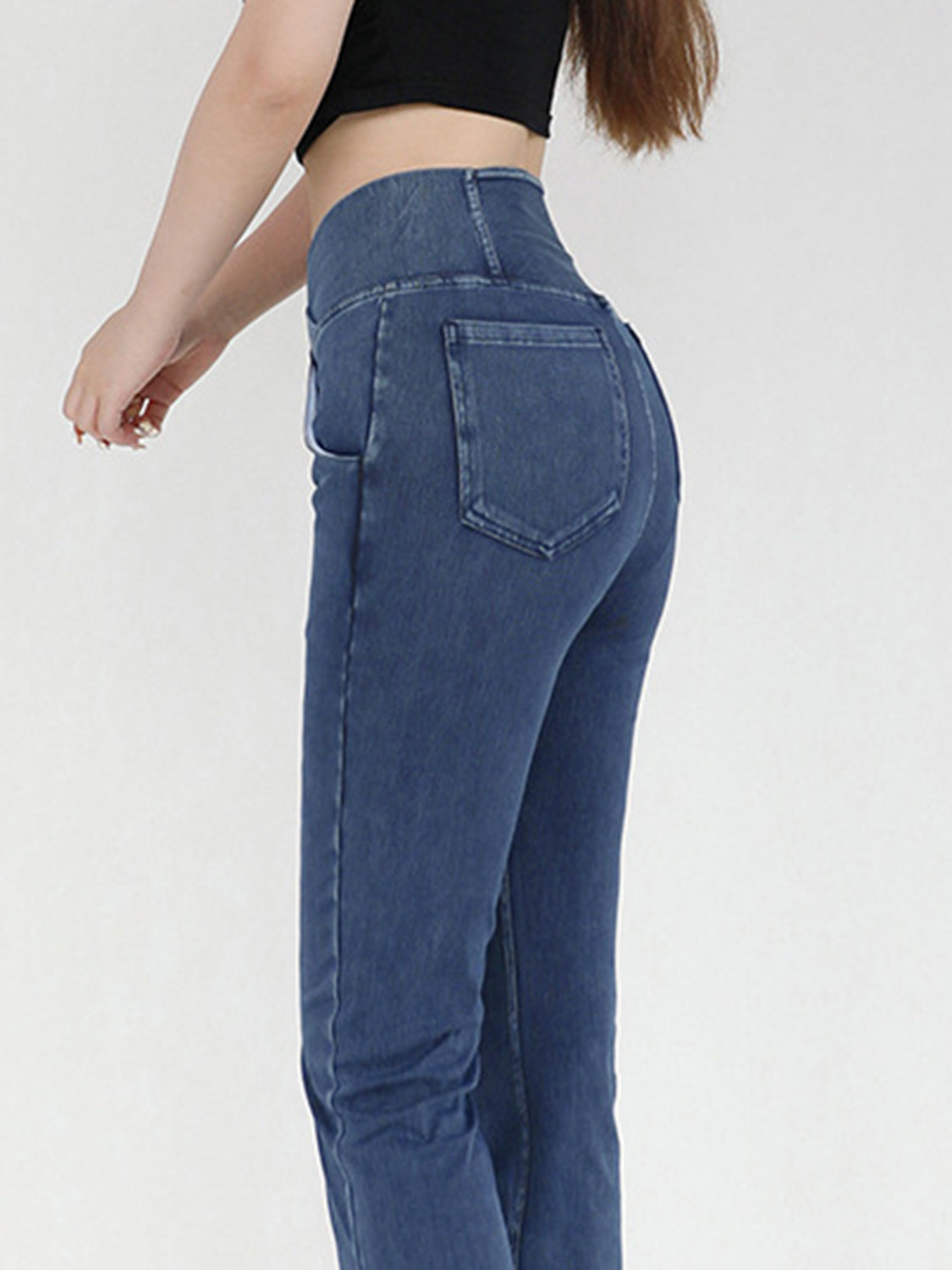 Honeybee Mumford's Wide Waistband Bootcut Jeans with Pockets