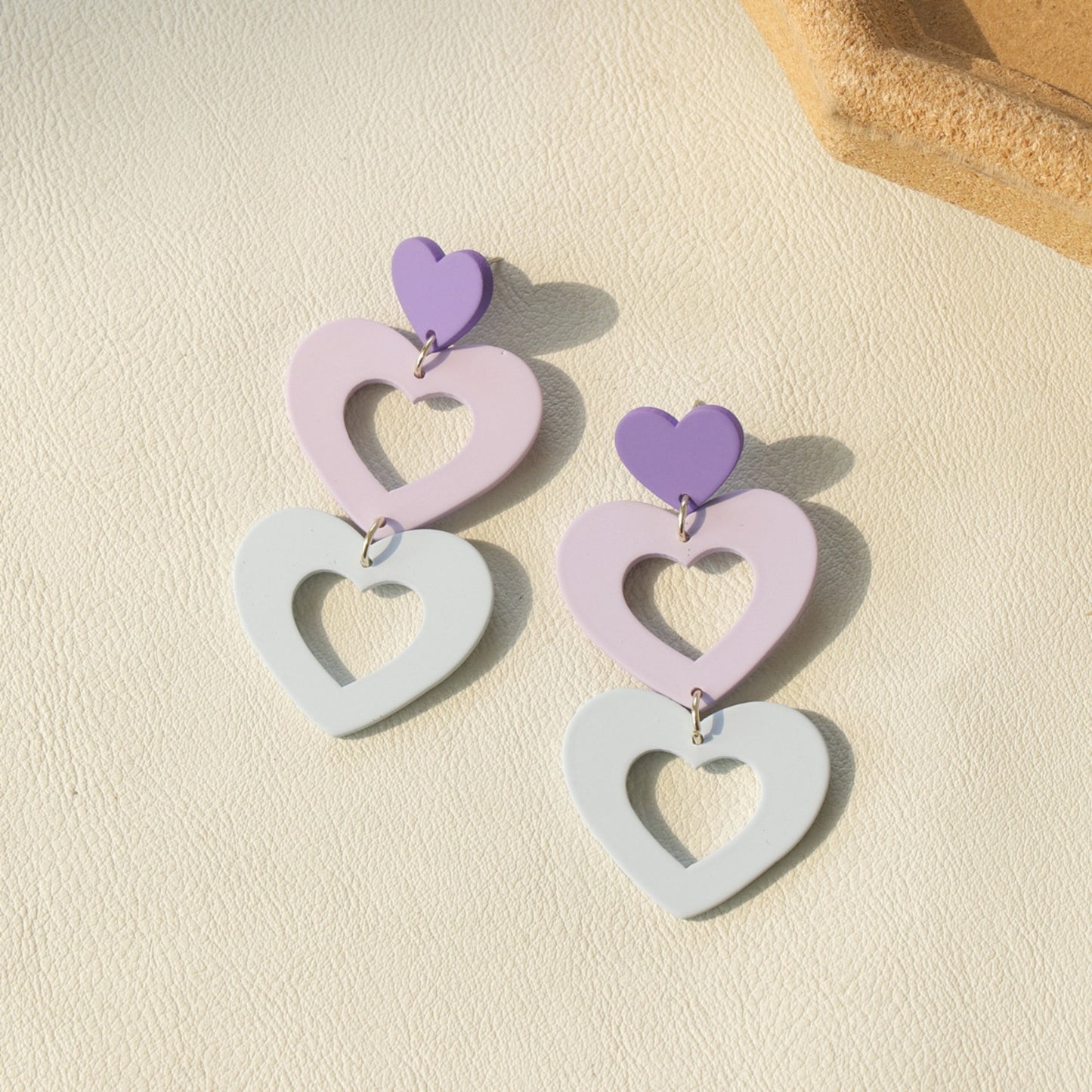 honeybee Mumford's Cutout Heart Acrylic Dangle Earrings