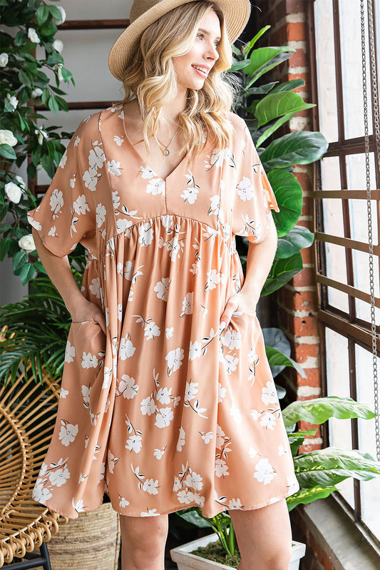 Honeybee Mumford's Floral V-Neck Pocket A-Line Dress