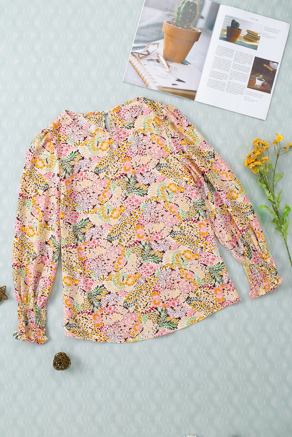 Honeybee Mumford's Floral Print Long Puff Sleeve Blouse