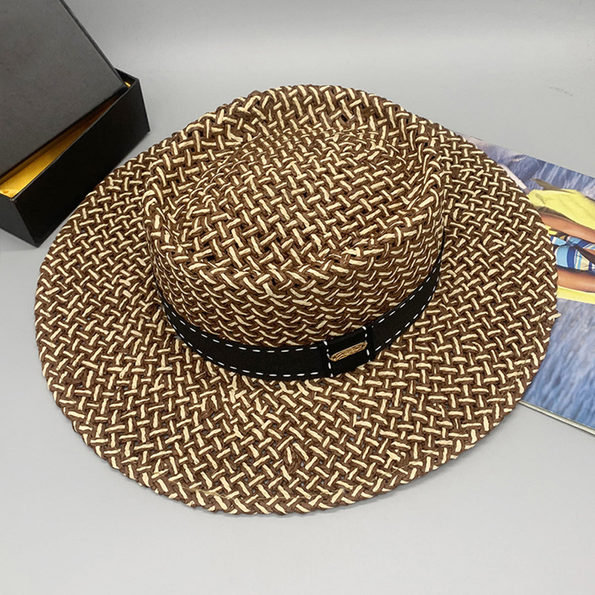 Honeybee Mumford's Black or Carmel Adjustable Paper Braided Hat