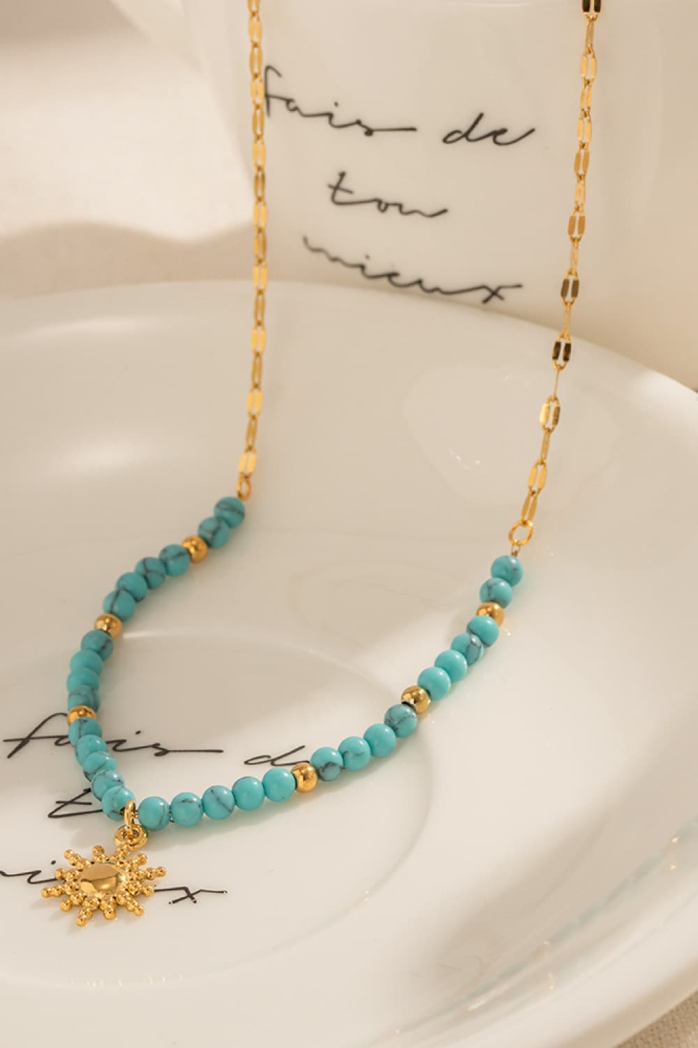 Honeybee Mumford's Turquoise Beaded 18K Gold-Plated Sun Shape Pendant Necklace