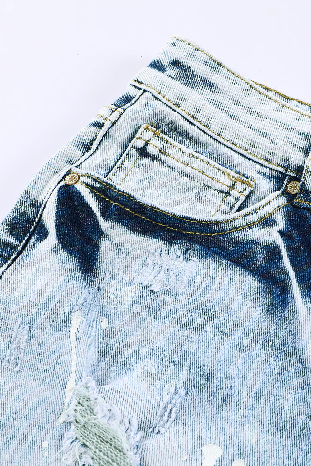 Honeybee Mumford's Sky Blue Distressed Bleached Denim Shorts