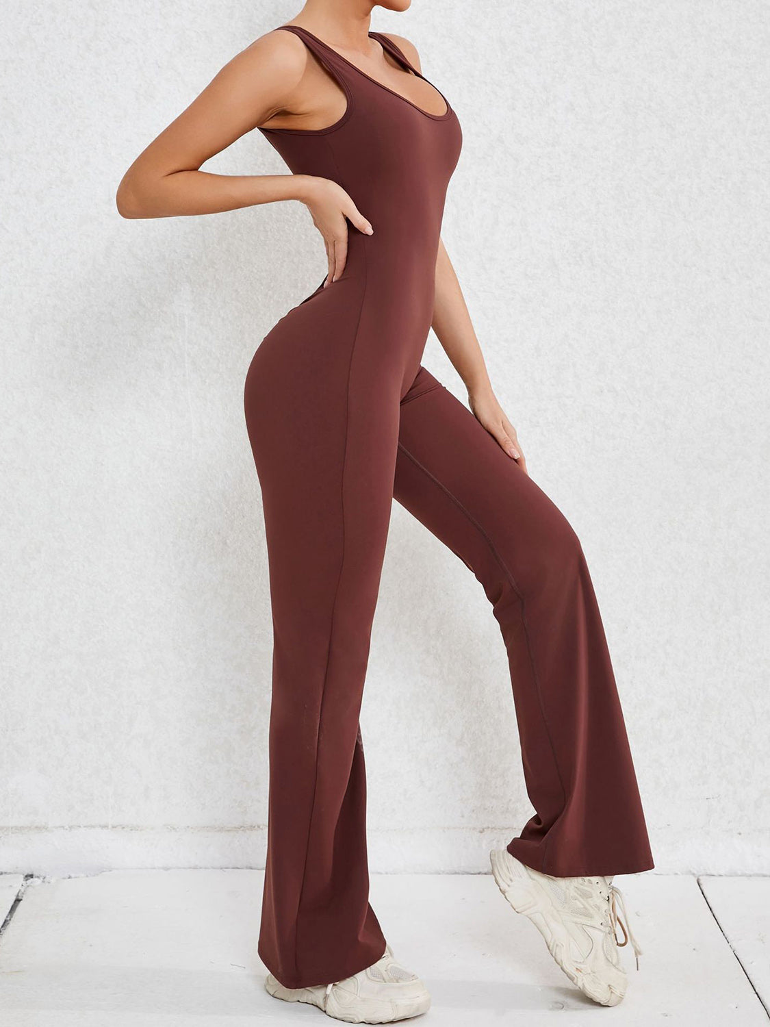 Honeybee Mumford's Cutout Wide Strap Scoop Neck Active Jumpsuit