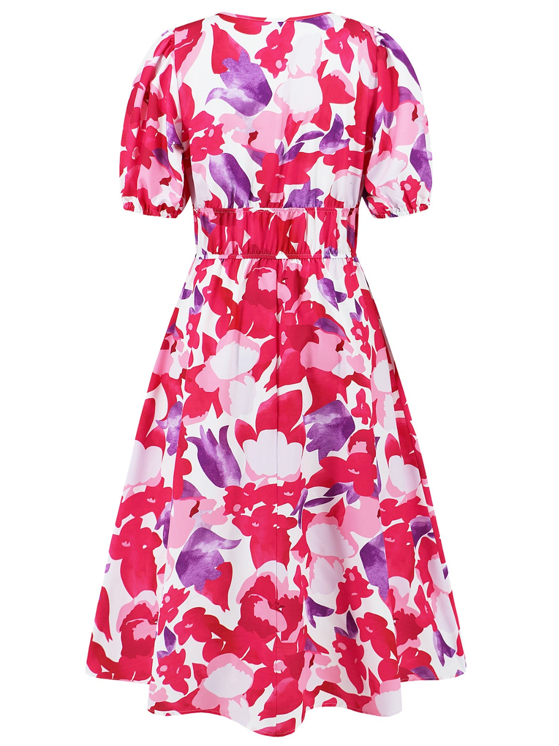 Honeybee Mumford's Ruched Printed Surplice Short Sleeve Dress