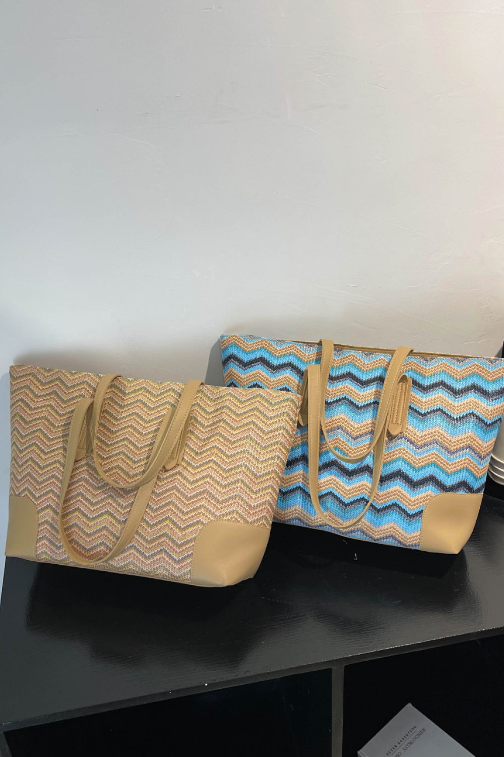 Honeybee Mumford's Chevron Straw Tote Bag