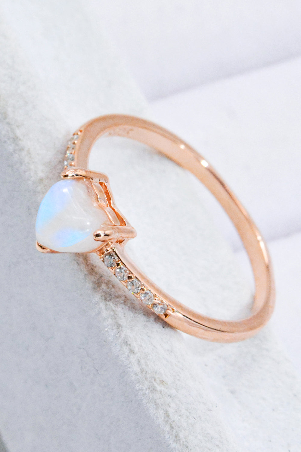 Honeybee Mumford's Natural Moonstone Heart 18K Rose Gold-Plated Ring