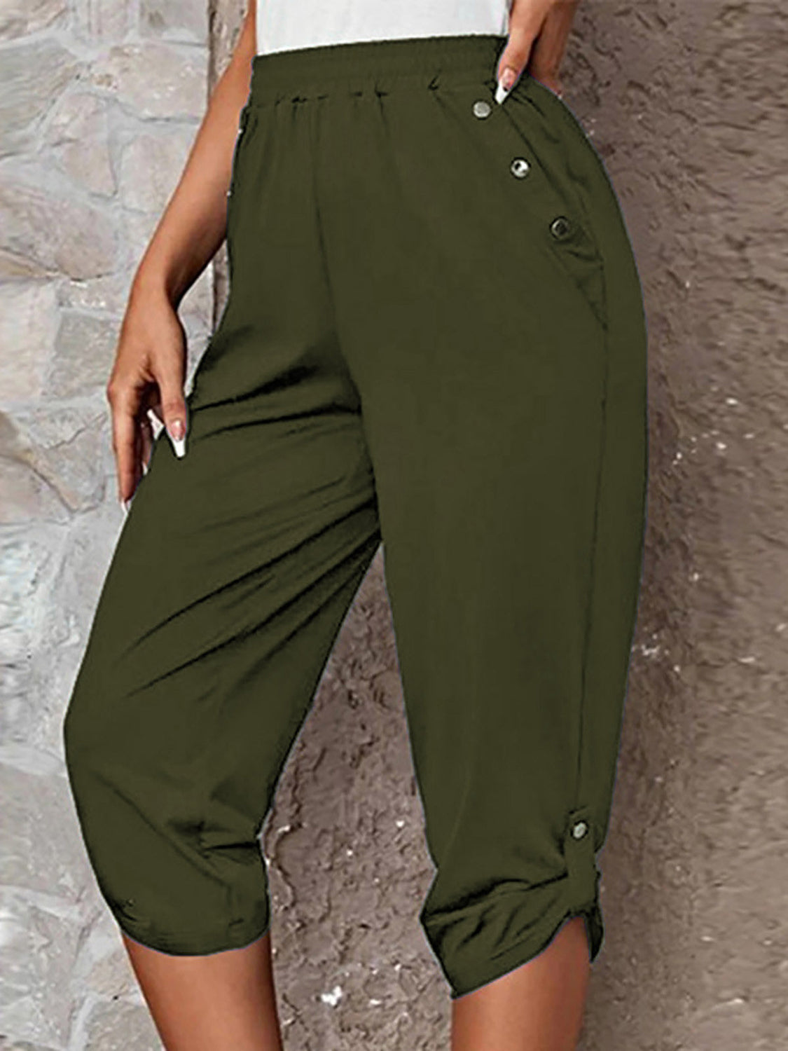 Honeybee Mumford's Full Size Roll-Tab Capris Pants