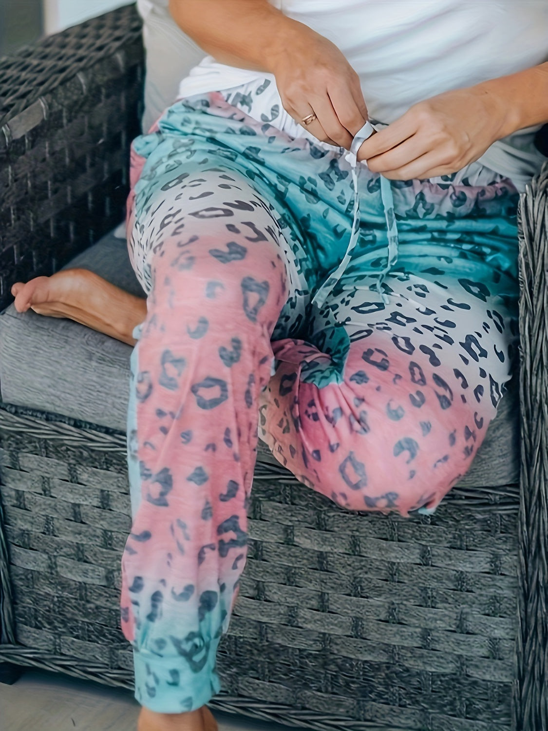 Honeybee Mumford's Drawstring Leopard Pants with Pockets