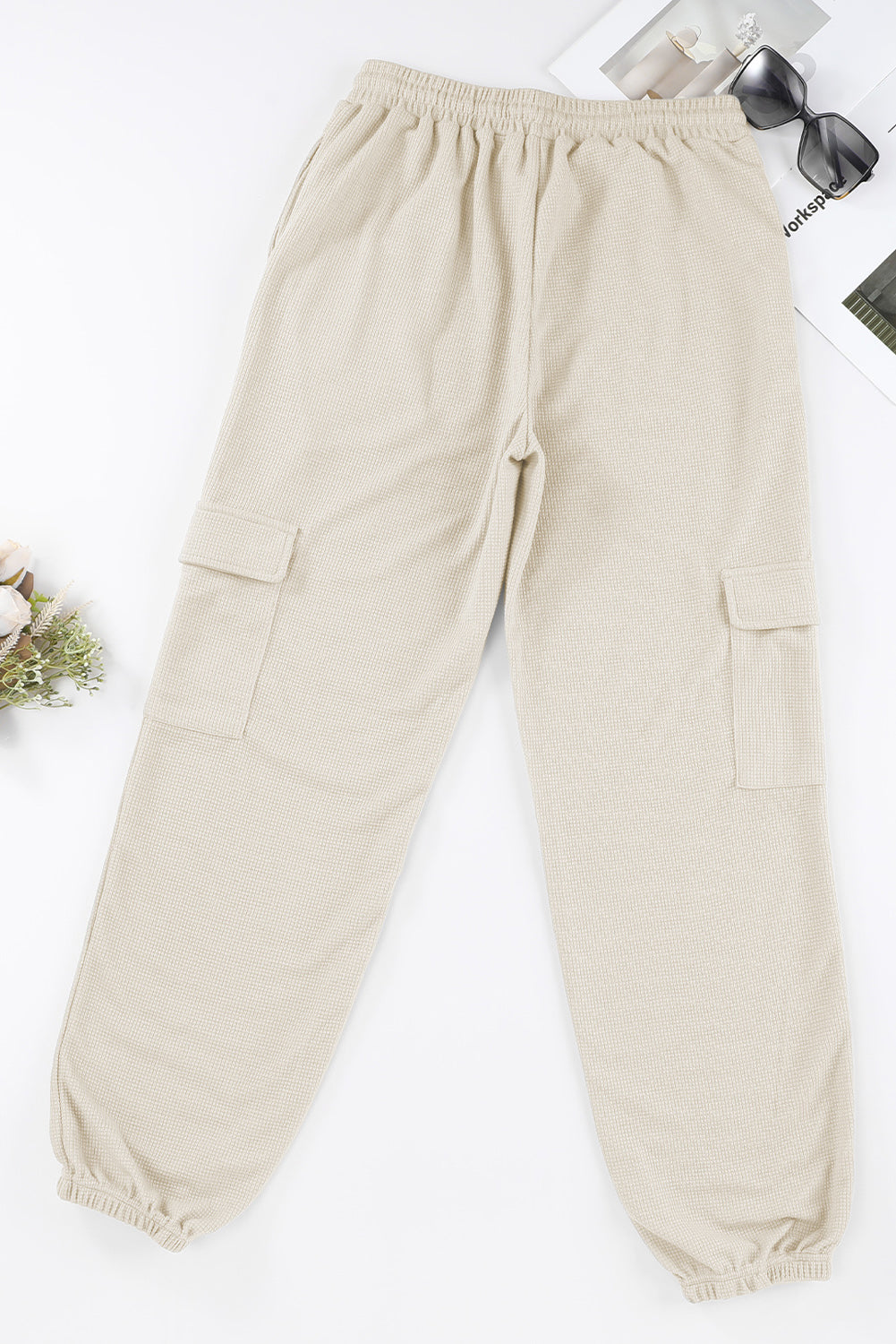 honeybee Mumford's Apricot Waffle Texture Cargo Pocket Jogger Pants