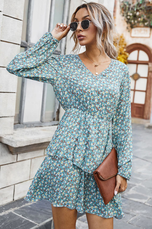 Honeybee Mumford's Floral V-Neck Layered Dress