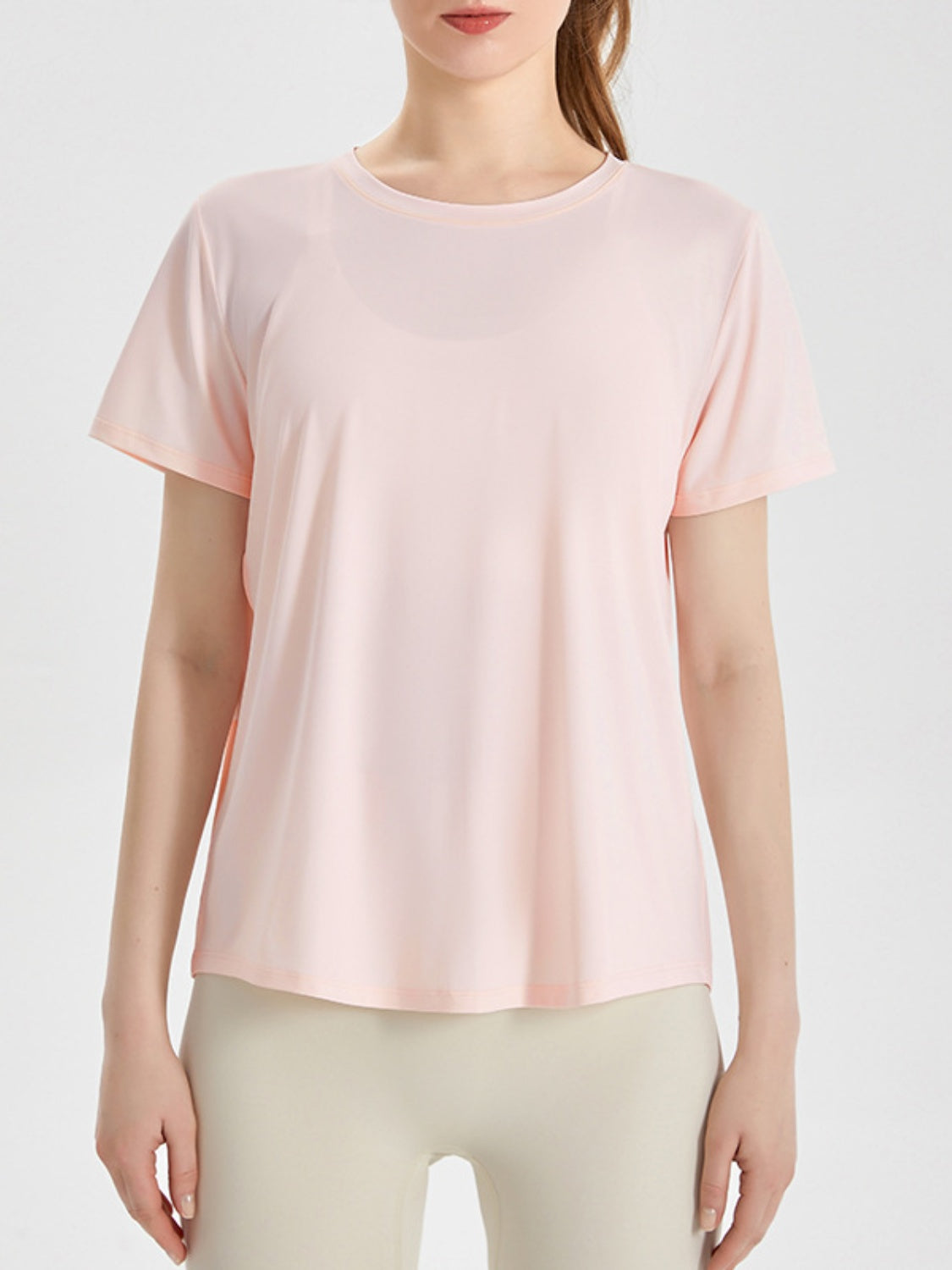 Honeybee Mumford's Slit Round Neck Short Sleeve Active T-Shirt