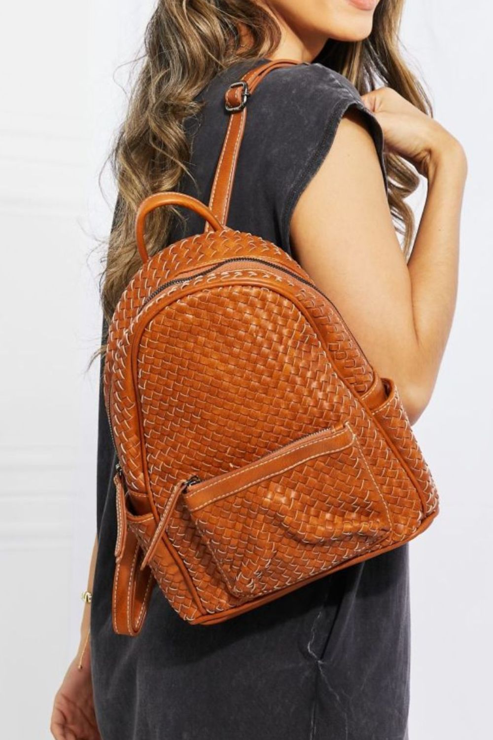 honeybee Mumford's Faux Leather Woven Backpack