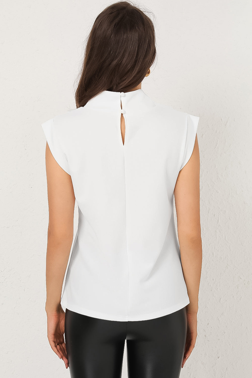 Honeybee Mumford's Mock Neck Cap Sleeve Blouse