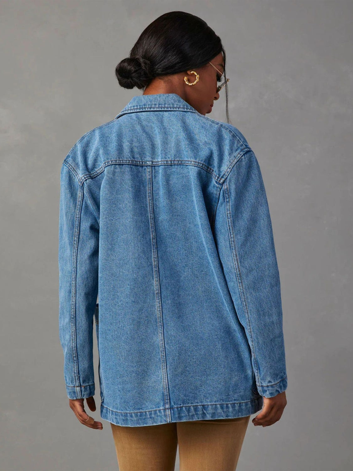 Honeybee Mumford's Collared Neck Long Sleeve Denim Jacket