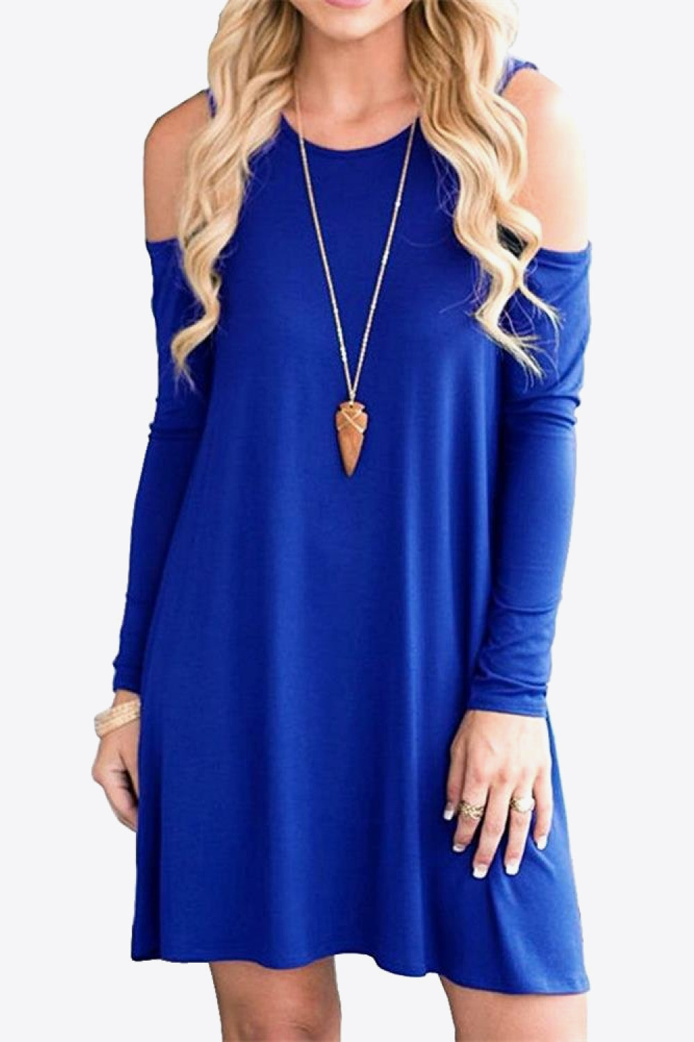 Honeybee Mumford's Cold-Shoulder Long Sleeve Round Neck Dress