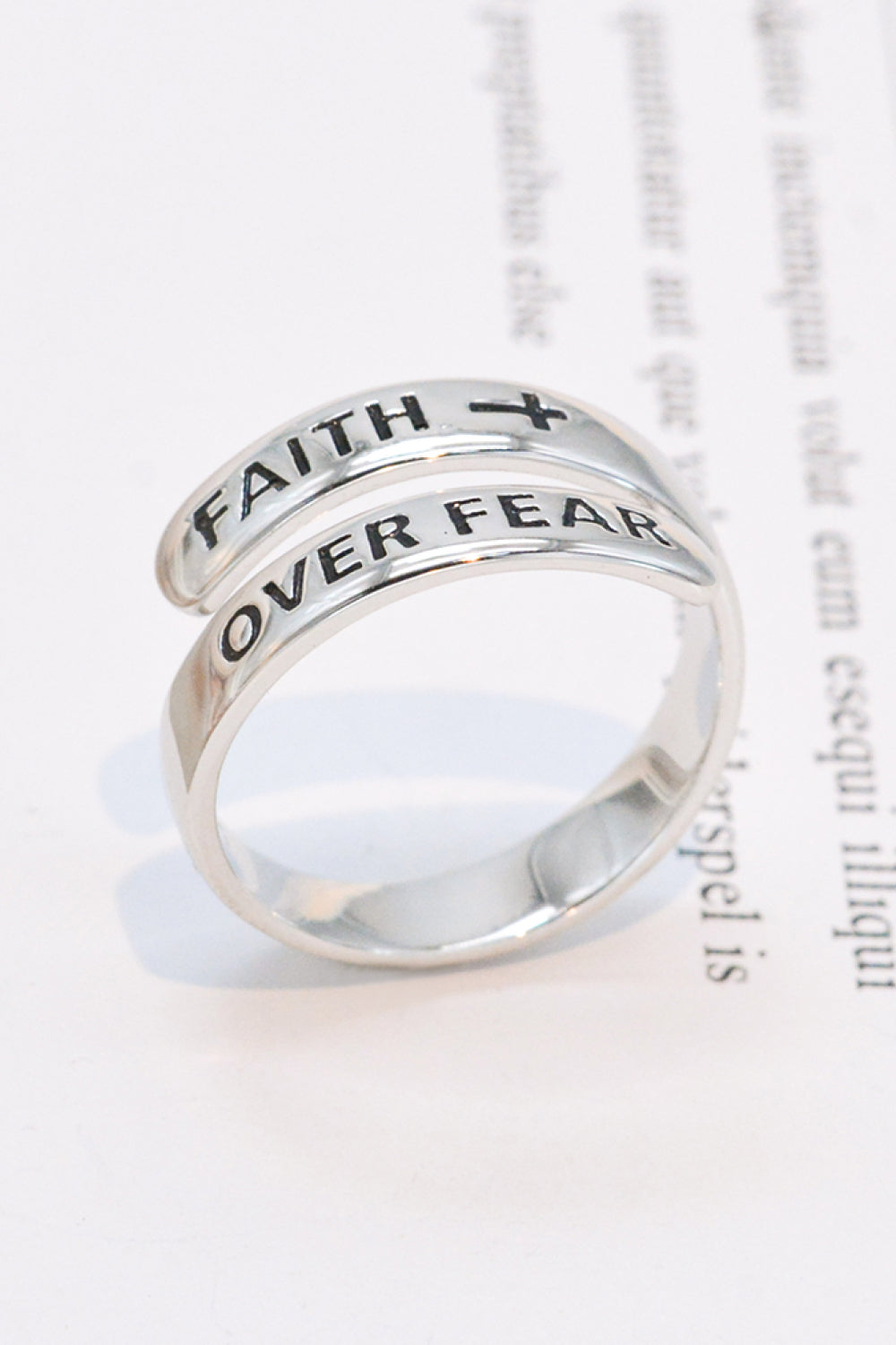 Honeybee Mumford's Silver "FAITH OVER FEAR" Bypass Ring