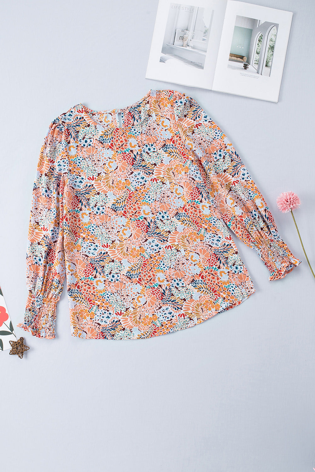 Honeybee Mumford's Floral Print Long Puff Sleeve Blouse