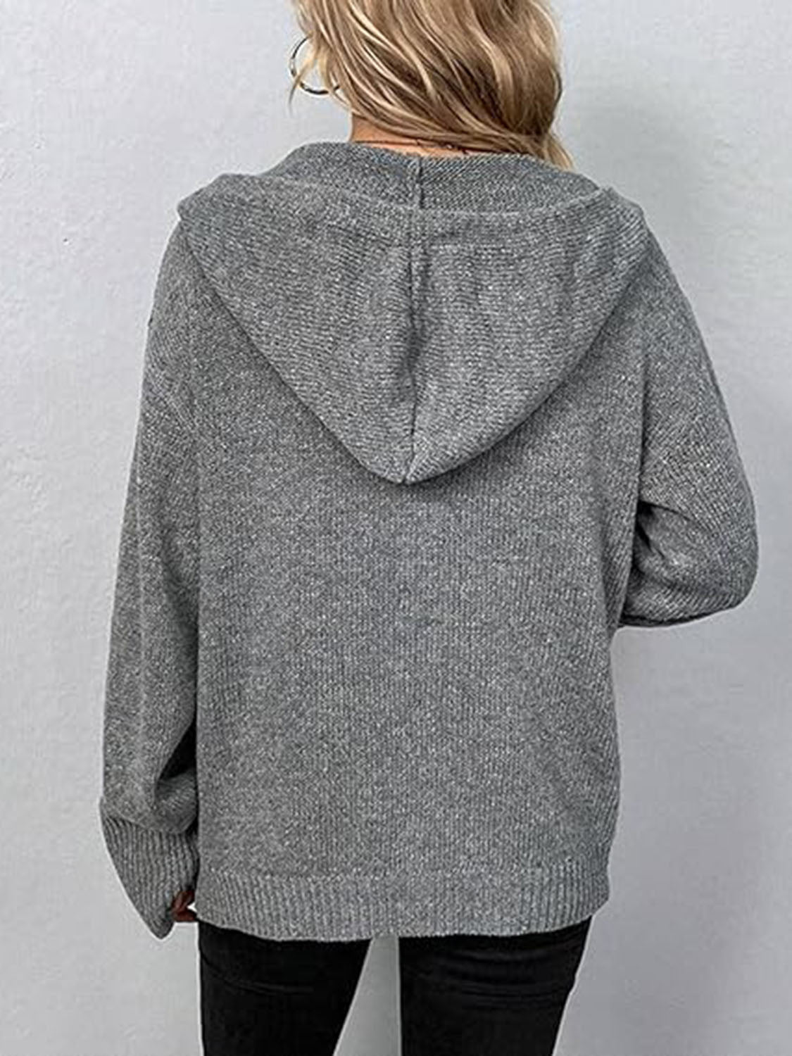 Honeybee Mumford's Button Up Drawstring Long Sleeve Hooded Cardigan