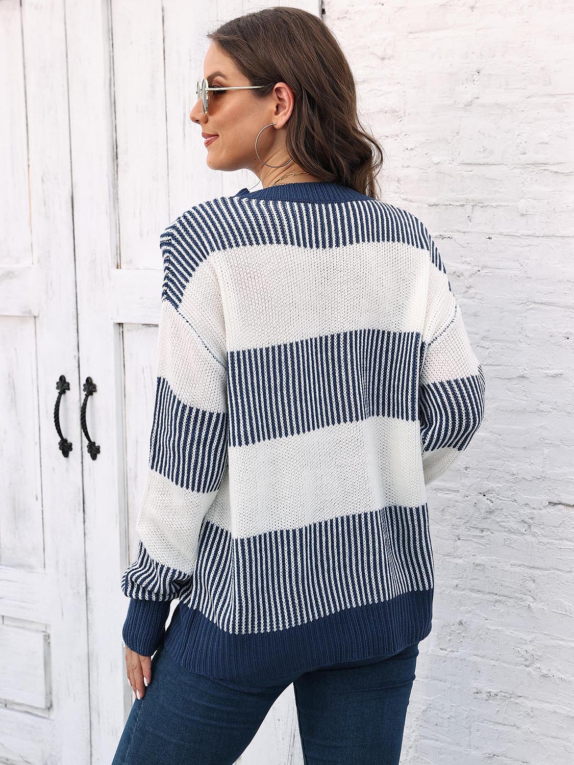 Honeybee Mumford's Full Size Round Neck Drop Shoulder Sweater