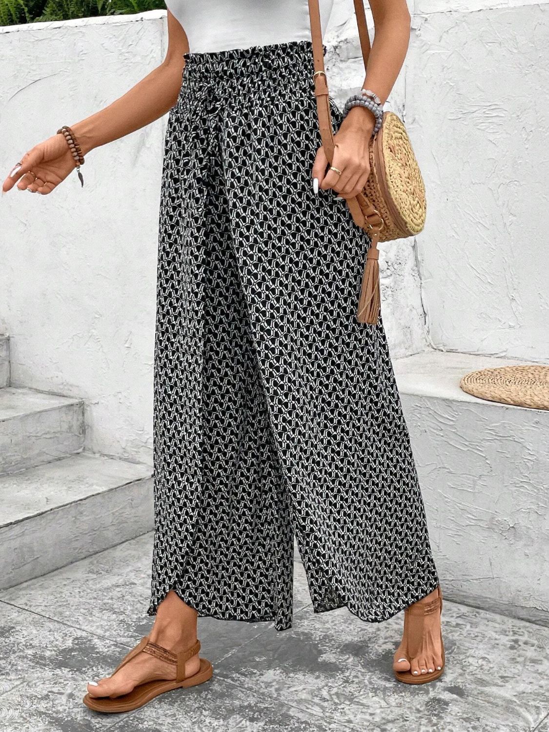 Honeybee Mumford's Tied Printed Wide Leg Pants