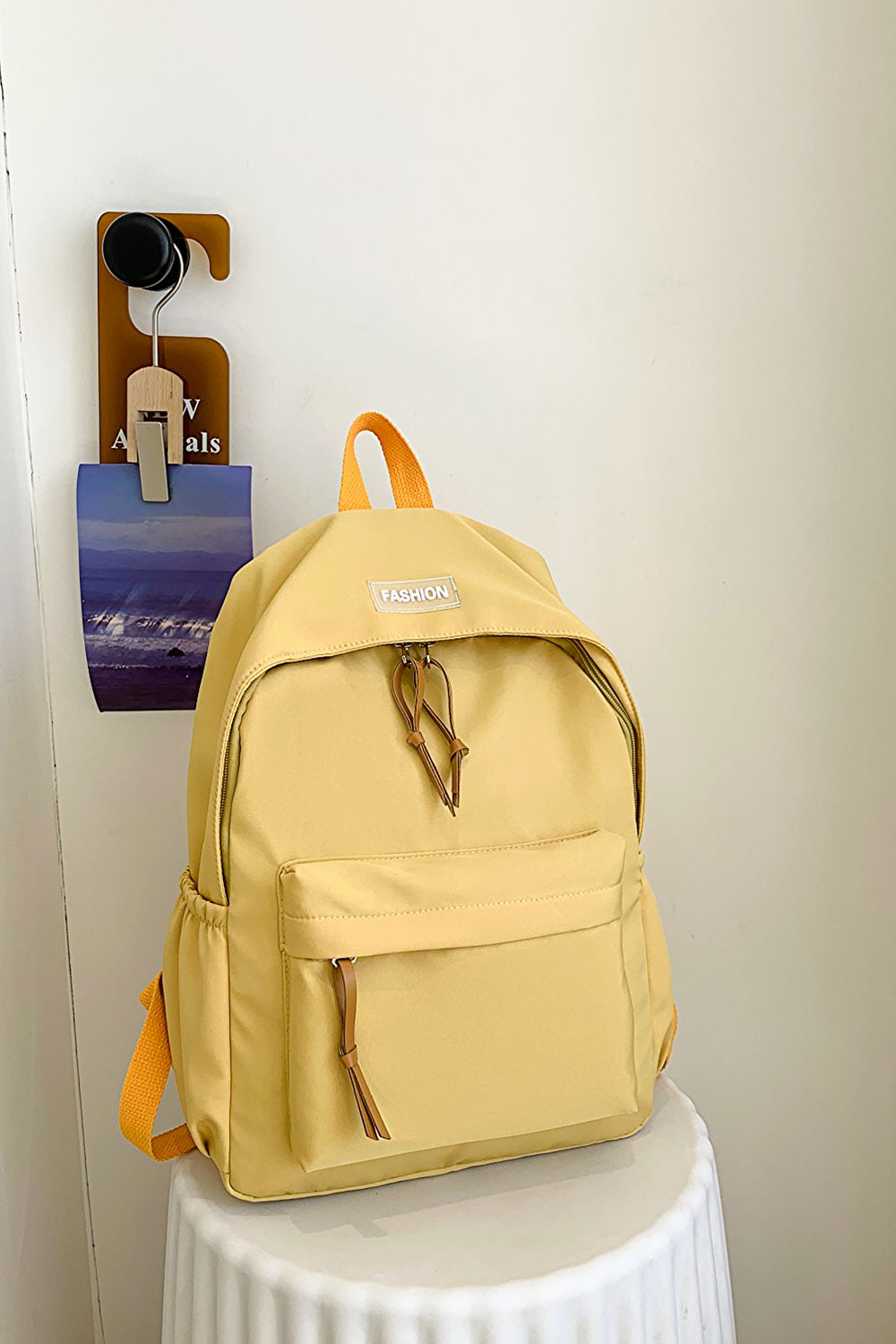 honeybee Mumford's Polyester Backpack( light purple,blue,black, peach, light green, yellow and white colors)