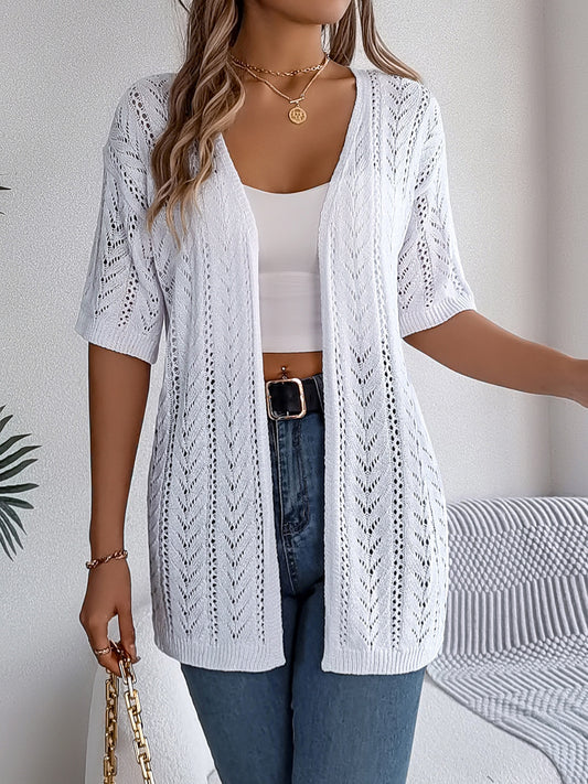 Honeybee Mumford's Openwork Open Front Half Sleeve Cardigan