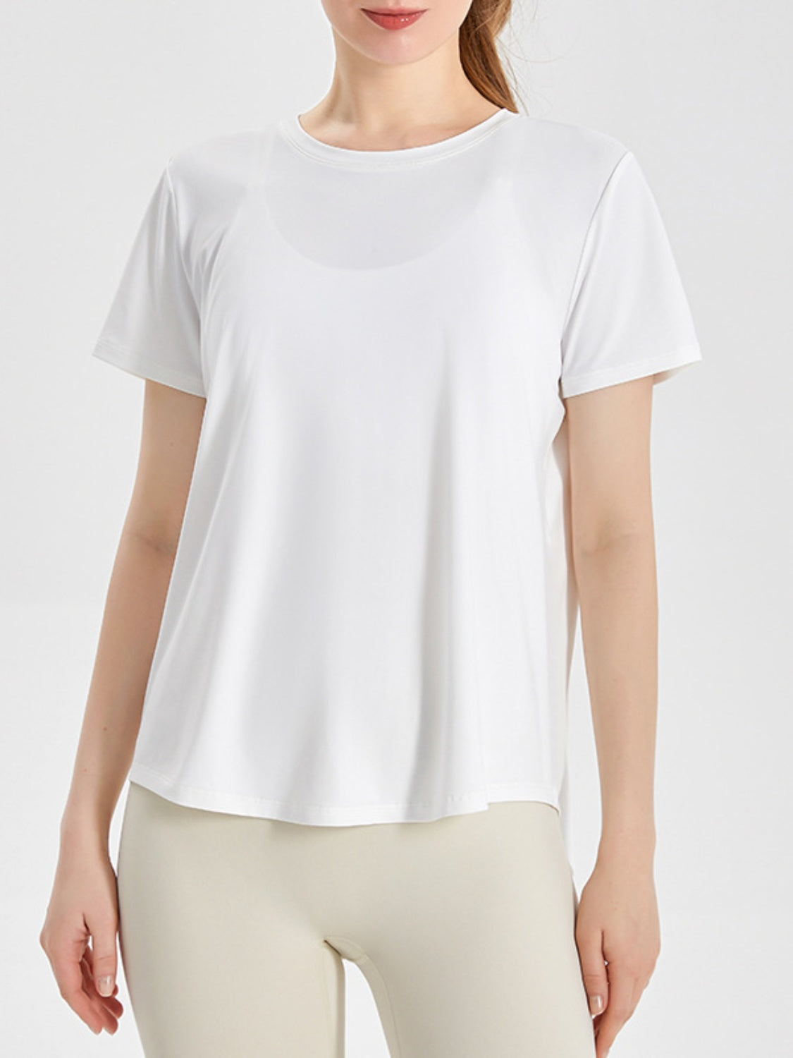 Honeybee Mumford's Slit Round Neck Short Sleeve Active T-Shirt