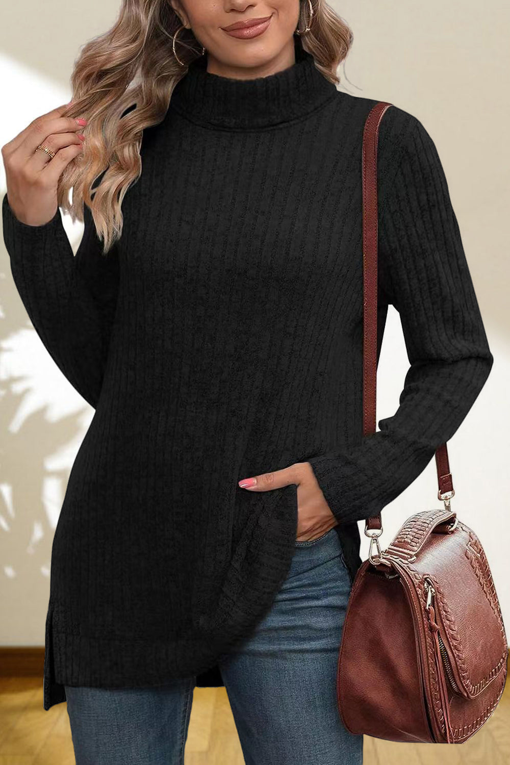 Honeybee Mumford's Turtleneck High Low Top