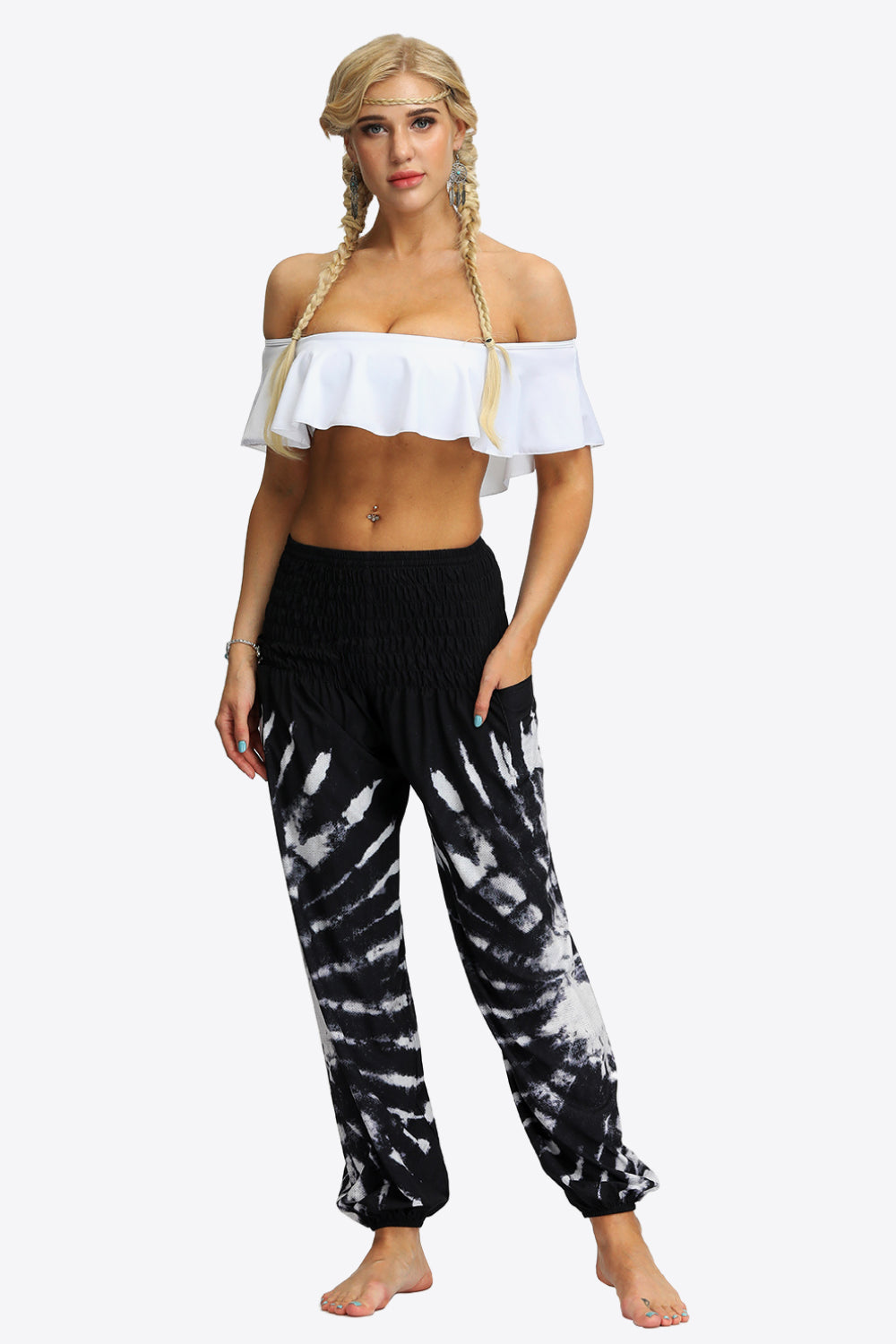 Honeybee Mumford's Tie-Dye Smocked Waist Pocket Joggers