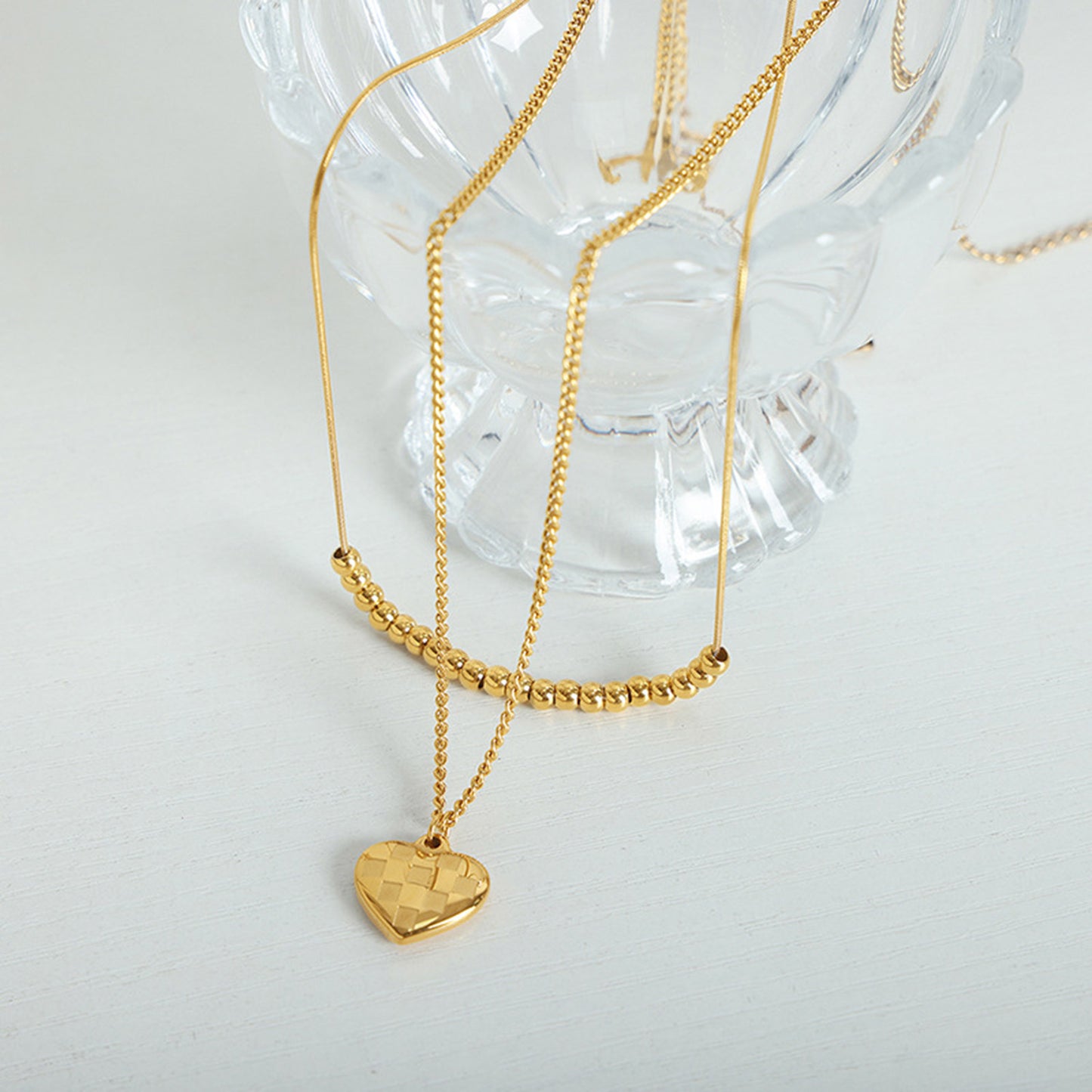 Honeybee Mumford's Heart Pendant Double-Layered Necklace