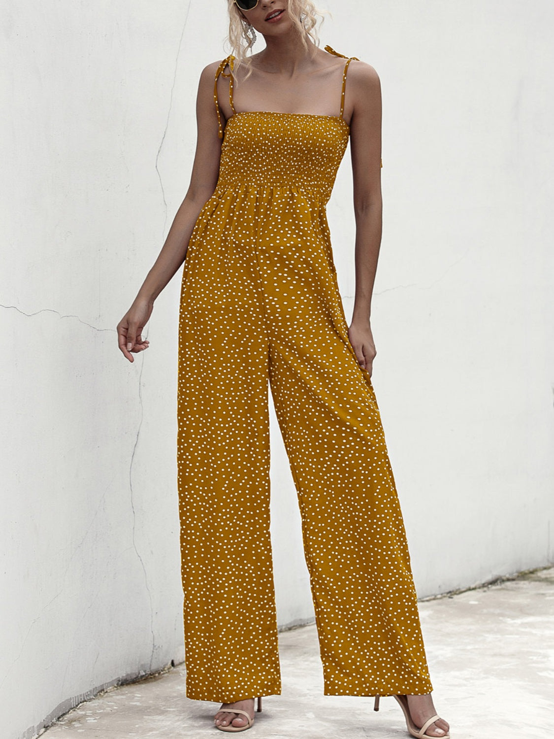 Honeybee Mumford's Square Neck Spaghetti Strap Jumpsuit