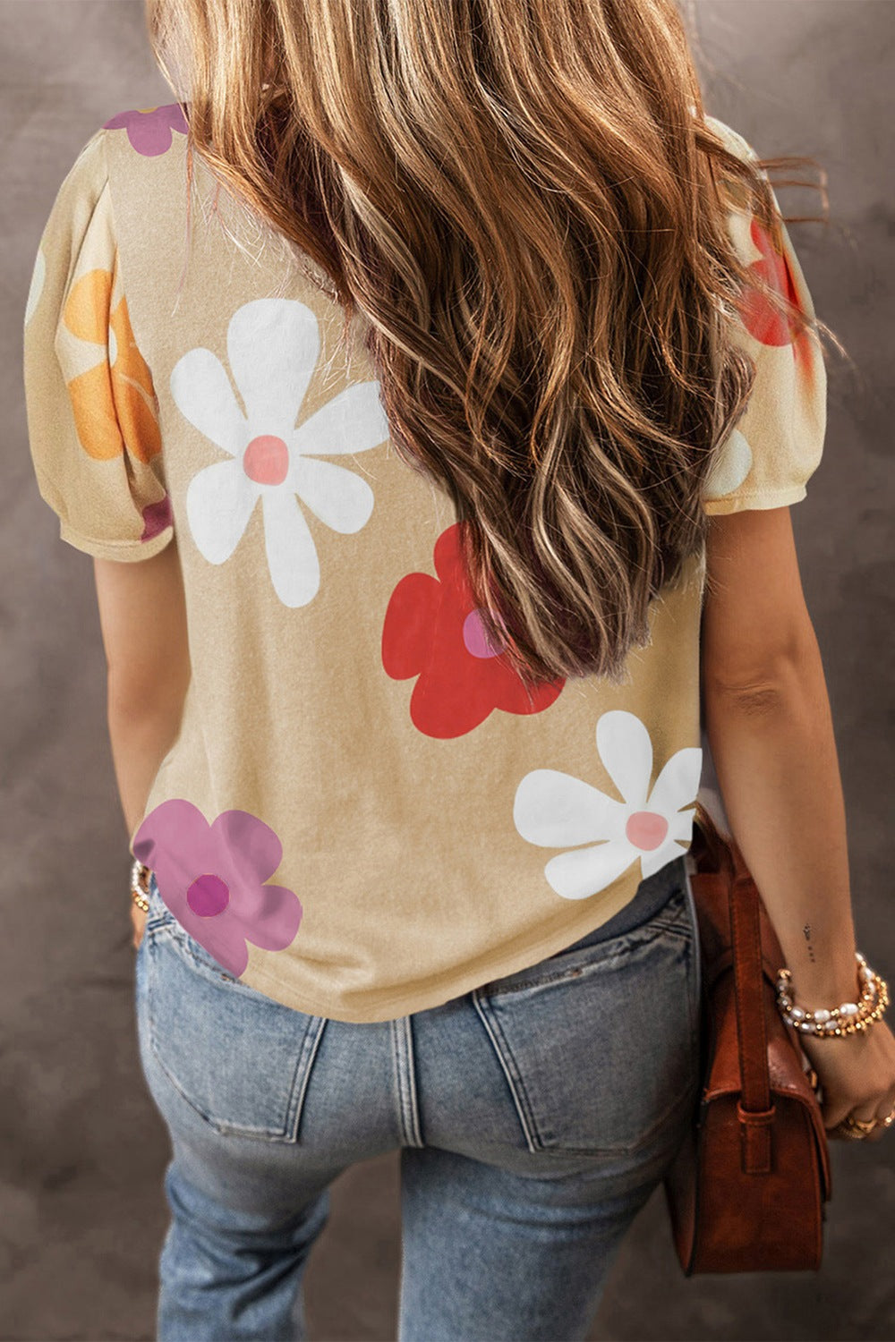 Honeybee Mumford's Flower Round Neck Short Sleeve Blouse