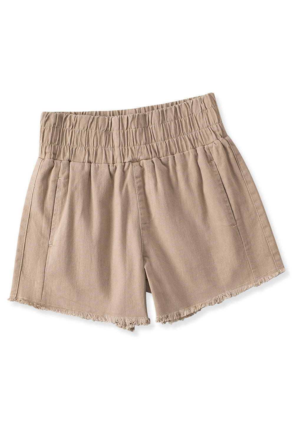 Honeybee Mumford's Khaki Smocked Elastic High Waist Casual Shorts