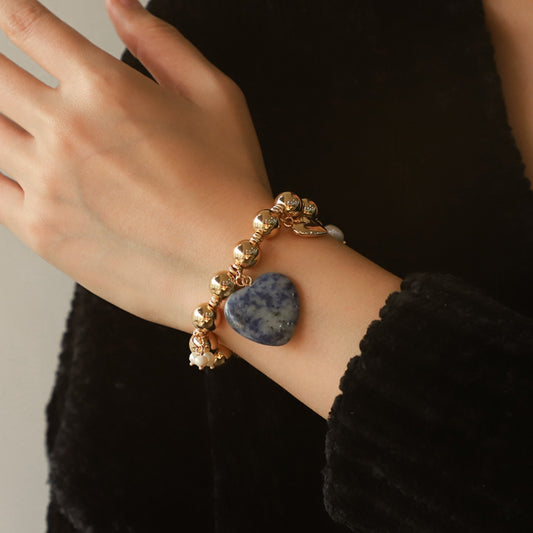 honeybee Mumford's Natural Stone Gold-Plated Heart Bracelet