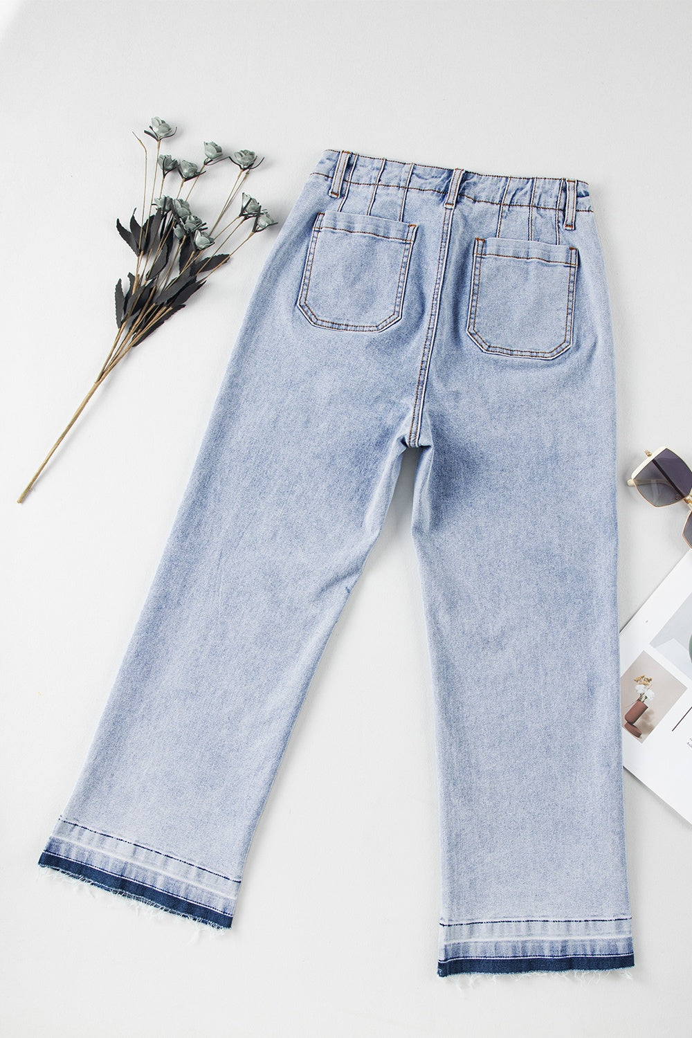 Honeybee Mumford's Raw Hem Straight Jeans with Pockets