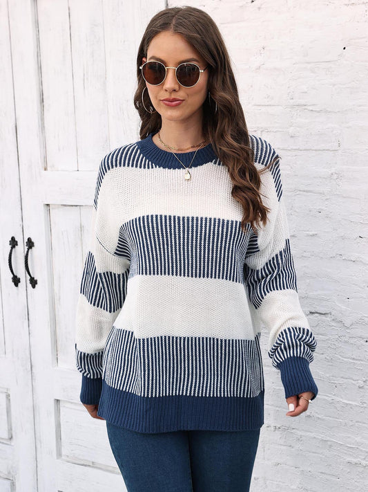 Honeybee Mumford's Full Size Round Neck Drop Shoulder Sweater