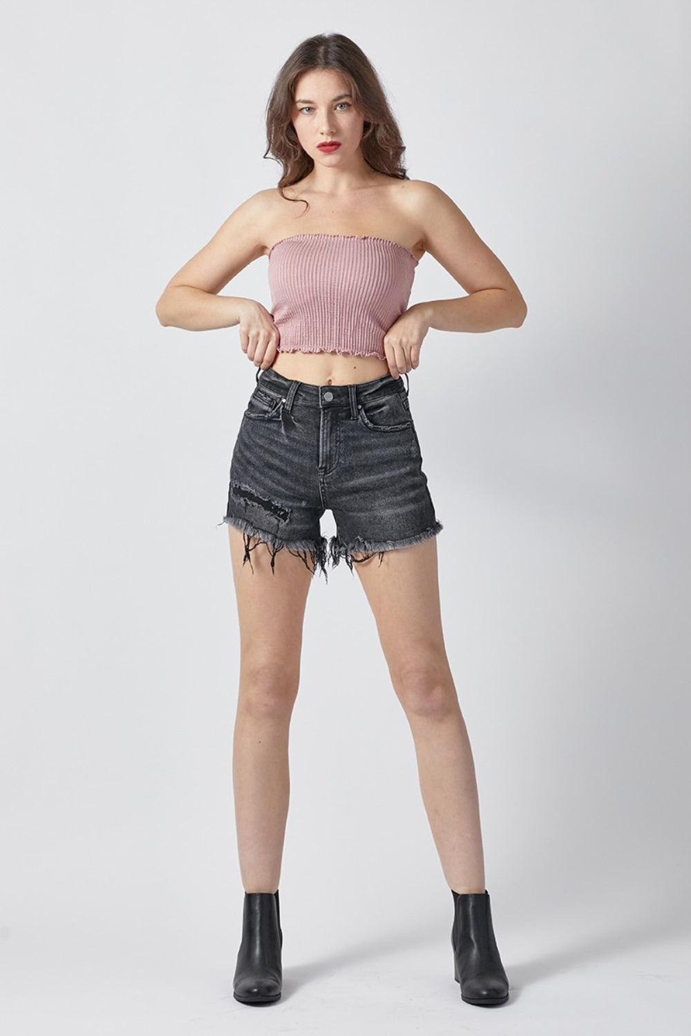 Honeybee Mumford's Raw Hem Denim Shorts with Pockets