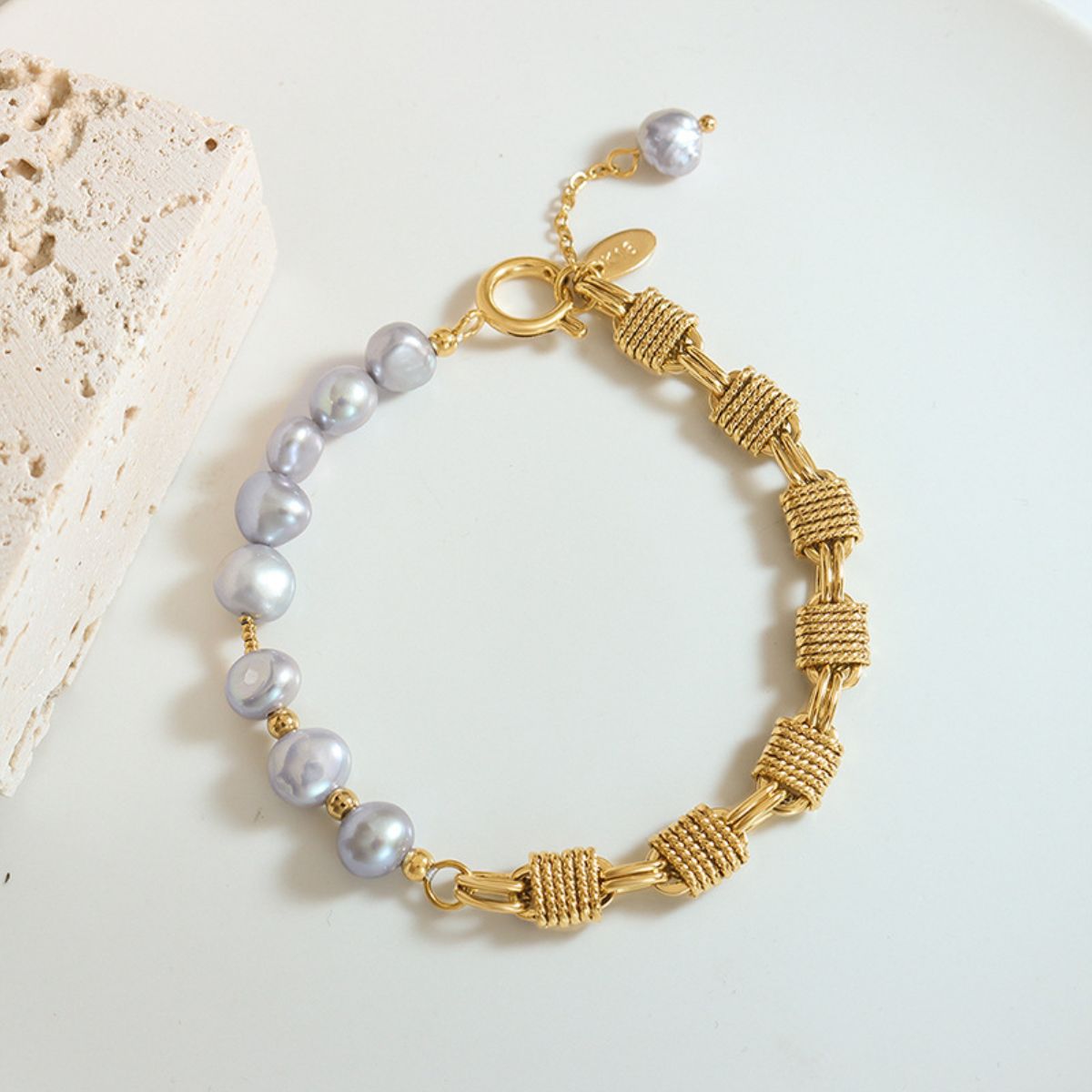 honeybee Mumford's Half Pearl Half Chain Bracelet